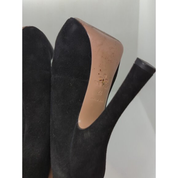 PRADA WOMEN'S Black Suede Cage Hidden Platform Pumps with Back Zipper Size 37 - Picture 6 of 10